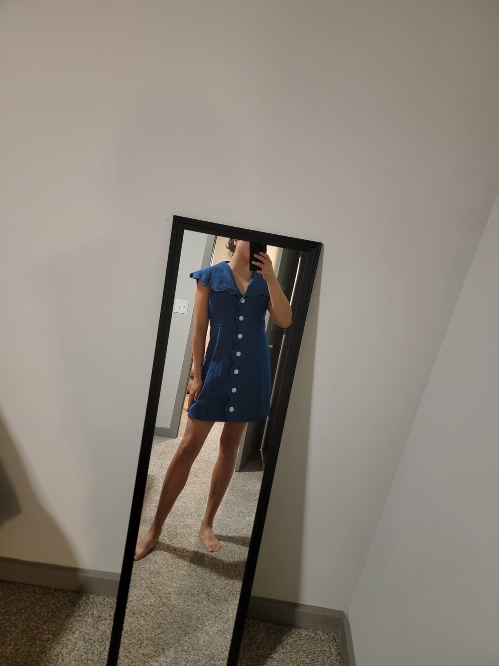 TCEC Navy Blue Button-Front Mini Dress